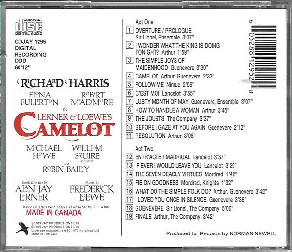 Richard Harris - Lerner & Loewe : Camelot (Original 1982 London Cast) (CD, Album, RE, RM)