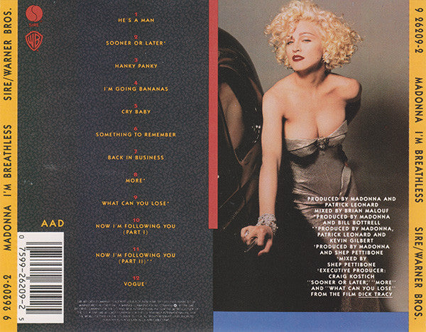 Madonna : I'm Breathless (Music From And Inspired By The Film Dick Tracy) (CD, Album, RP)