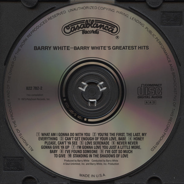 Barry White : Barry White's Greatest Hits (CD, Comp, RE, RP)