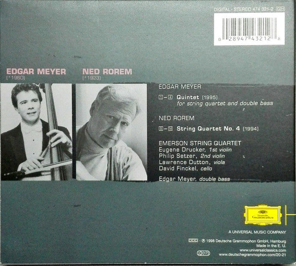 Meyer* / Rorem*, Emerson String Quartet : Meyer · Quintet / Rorem · String Quartet No. 4 (CD, Album, RE)