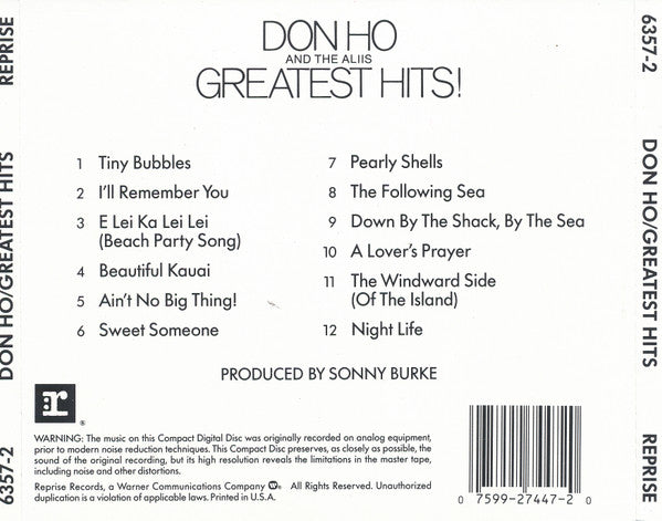 Don Ho And The Aliis : Don Ho's Greatest Hits (CD, Comp)