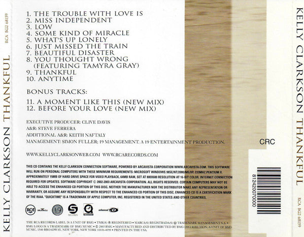 Kelly Clarkson : Thankful (CD, Album, Club, Enh)
