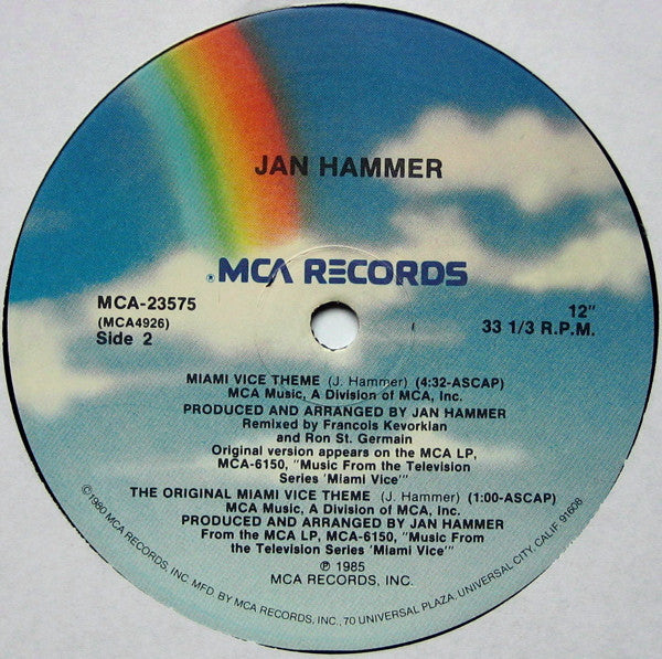 Jan Hammer : Miami Vice Theme (12", Pin)