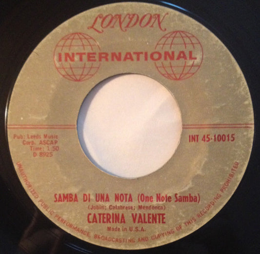 Caterina Valente : Samba Di Una Nota = One Note Samba (7")
