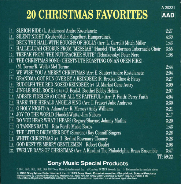 Various : 20 Christmas Favorites (CD, Comp)