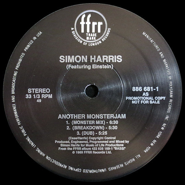 Simon Harris : Another Monster Jam / (I've Got Your) Pleasure Control (12", Promo)