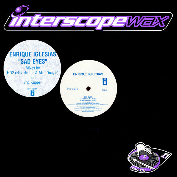 Enrique Iglesias : Sad Eyes (12", Promo)