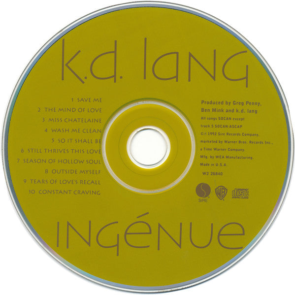 k.d. lang : Ingénue (CD, Album, SRC)