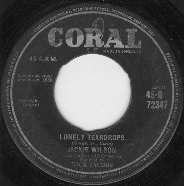 Jackie Wilson : Lonely Teardrops / In The Blue Of Evening (7", Tri)