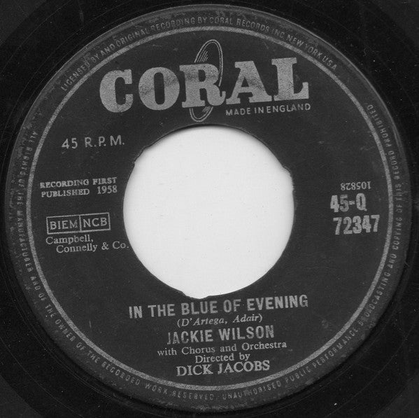 Jackie Wilson : Lonely Teardrops / In The Blue Of Evening (7", Tri)