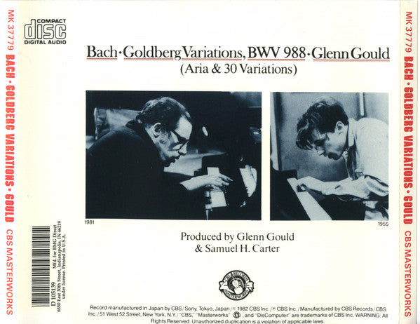 Bach* - Glenn Gould : The Goldberg Variations (CD, Album, Club, RE)