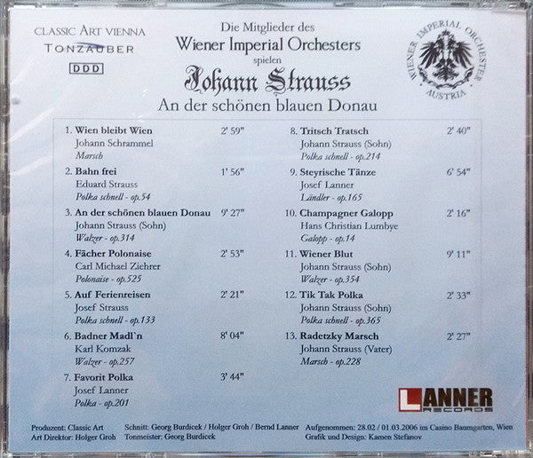 Wiener Imperial Orchester, Johann Strauss Jr. : An Der Schönen Blauen Donau (CD, Album)
