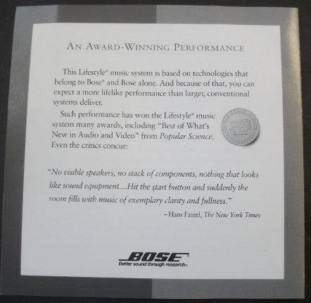 Various : The Bose® Special Edition Lifestyle® Music System CD (CD, Comp, Promo)