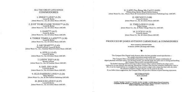 Commodores : All The Great Love Songs (CD, Album, Comp)