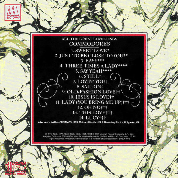 Commodores : All The Great Love Songs (CD, Album, Comp)