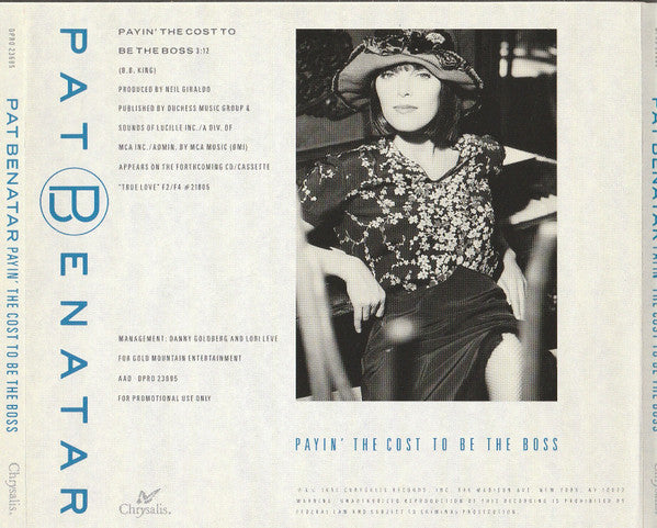 Pat Benatar : Payin' The Cost To Be The Boss (CD, Single, Promo)