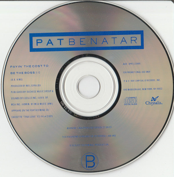 Pat Benatar : Payin' The Cost To Be The Boss (CD, Single, Promo)