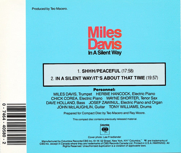 Miles Davis : In A Silent Way (CD, Album, RE)