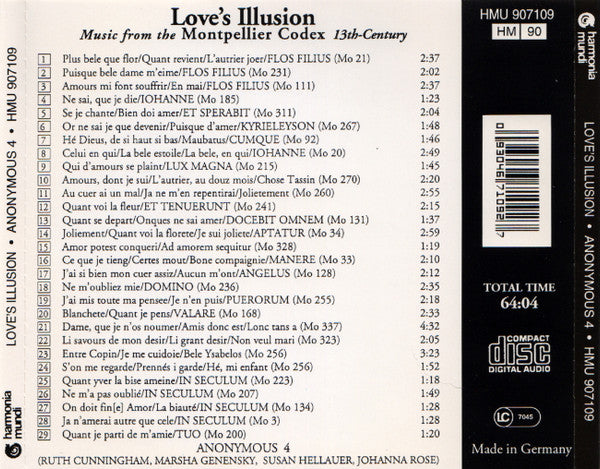 Anonymous 4 : Love's Illusion (Music From The Montpellier Codex 13th-Century) (CD, Album, Sli)