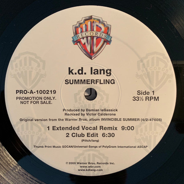 k.d. lang : Summerfling (12", Promo)