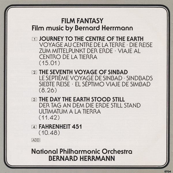 Bernard Herrmann : Film Fantasy (Film Music By Bernard Herrmann) (CD, Album, RE, RM)