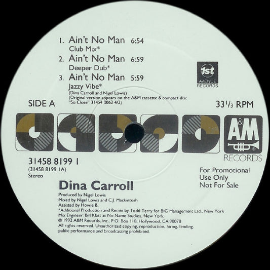 Dina Carroll : Ain't No Man (12", Promo)