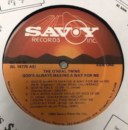 The O'Neal Twins : God's Always Making A Way For Me (LP, Album)