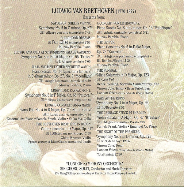 Ludwig Van Beethoven / Sir Georg Solti*, Emanuel Ax, Pamela Frank, Gidon Kremer, Yo-Yo Ma, Murray Perahia, The London Symphony Orchestra* : Immortal Beloved (Original Motion Picture Soundtrack) (CD, RP)