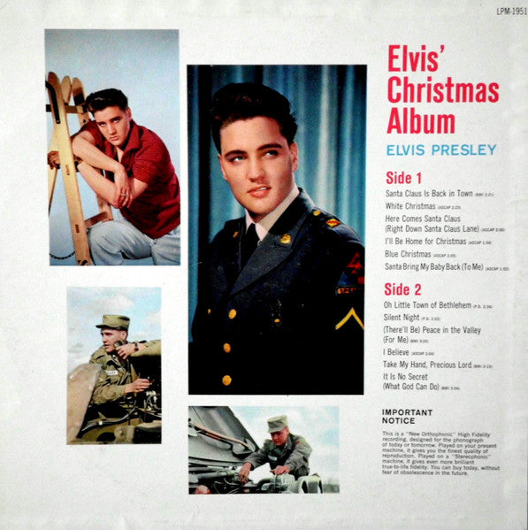 Elvis Presley : Elvis' Christmas Album (LP, Album, Mono, RE, Ind)