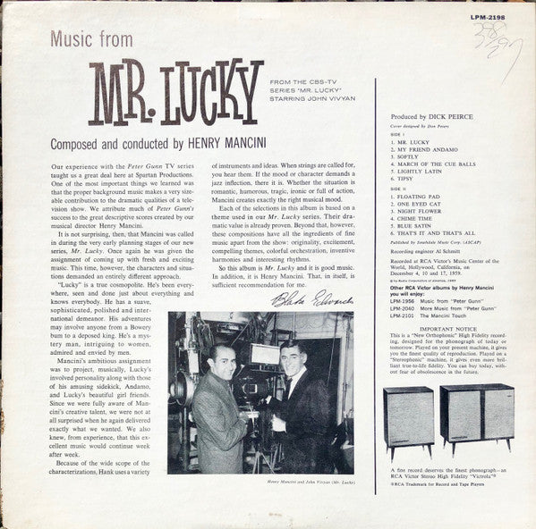 Henry Mancini : Music From "Mr. Lucky" (LP, Album, Mono, Ind)