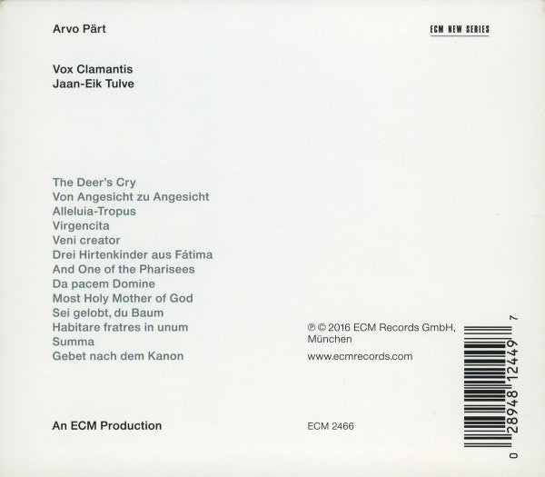 Arvo Pärt, Vox Clamantis : The Deer's Cry (CD, Album)