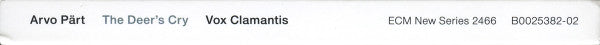 Arvo Pärt, Vox Clamantis : The Deer's Cry (CD, Album)