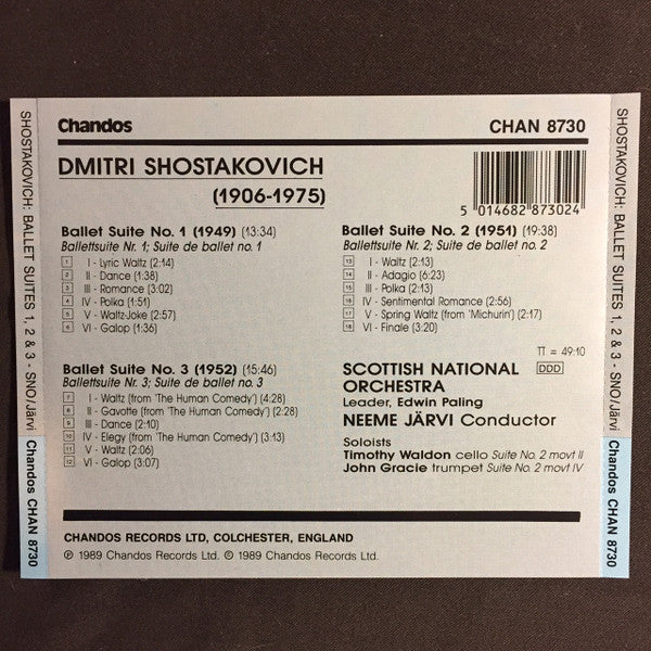 Shostakovich* - Neeme Järvi, Scottish National Orchestra* : Ballet Suites 1. 2. 3. (CD)