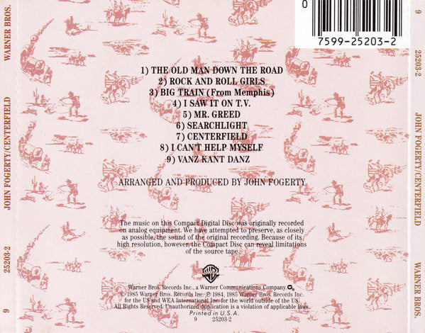 John Fogerty : Centerfield (CD, Album, RE, RP, SRC)