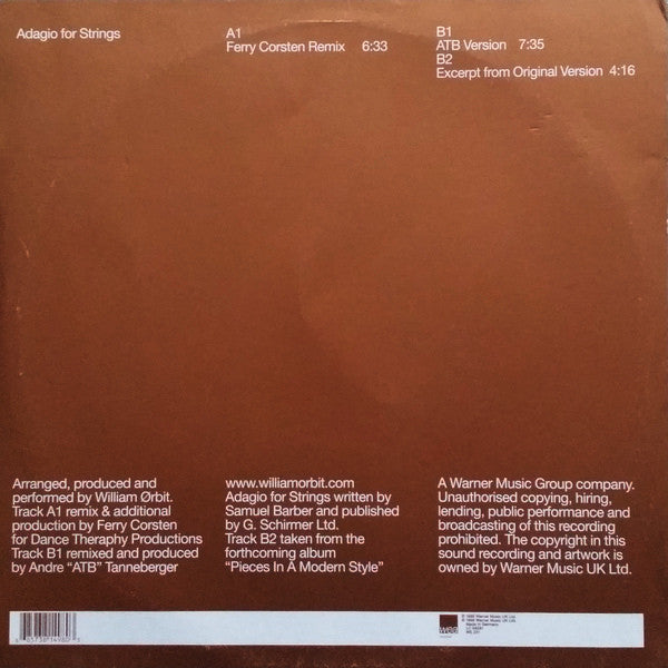 William Ørbit* : Barber's Adagio For Strings (12")