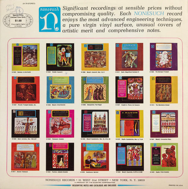 Antonio Vivaldi / George Frideric Handel* / Henry Purcell / Johann Sebastian Bach / Heinrich Schutz* : Nonesuch Presents: Treasures Of The Baroque (LP, Comp)