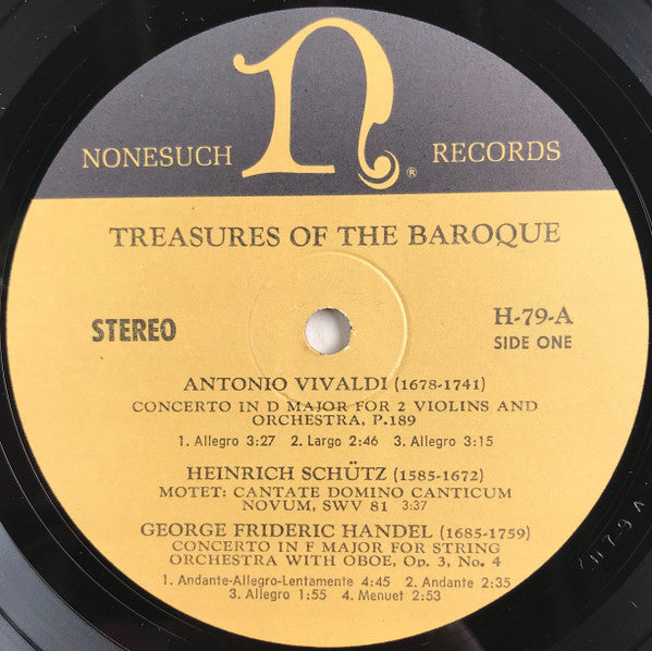 Antonio Vivaldi / George Frideric Handel* / Henry Purcell / Johann Sebastian Bach / Heinrich Schutz* : Nonesuch Presents: Treasures Of The Baroque (LP, Comp)