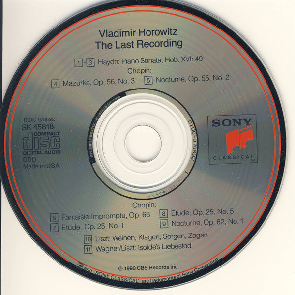 Horowitz*, Chopin* · Haydn* · Liszt* · Wagner* : The Last Recording (CD)