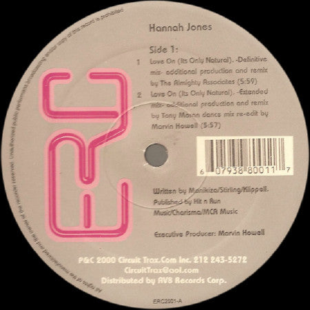Hannah Jones : Love On (Its Only Natural) (12", Single)