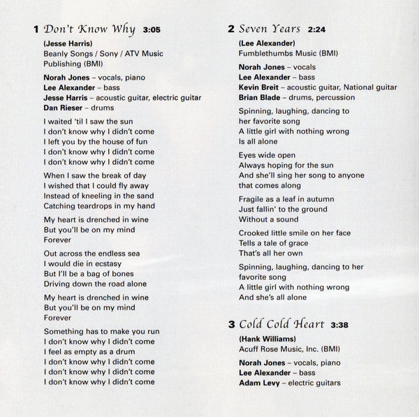 Norah Jones : Come Away With Me (CD, Album, Cin)