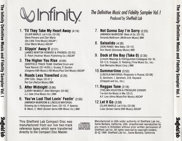 Various : Infinity - The Definitive Music And Fidelity Sampler Vol. I (CD, Smplr)