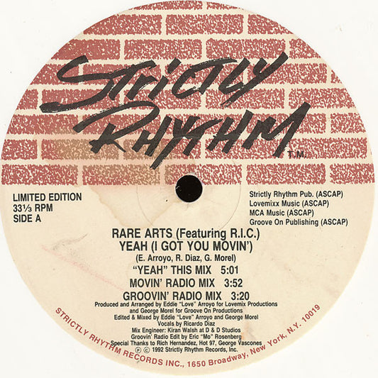 Rare Arts Featuring R.I.C. (2) : Yeah (I Got You Movin') (12", Ltd, Whi)