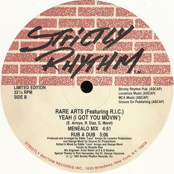 Rare Arts Featuring R.I.C. (2) : Yeah (I Got You Movin') (12", Ltd, Whi)