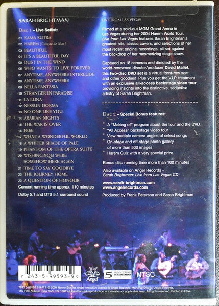 Sarah Brightman : The Harem World Tour (Live From Las Vegas) (2xDVD-V, Multichannel, NTSC)