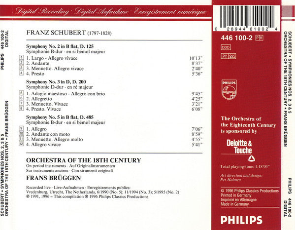 Schubert*, Orchestra Of The 18th Century, Frans Brüggen : Symphonies Nos. 2, 3 & 5 (CD, Comp)