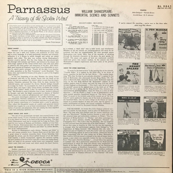 William Shakespeare : William Shakespeare: Immortal Scenes And Sonnets (LP, Album)