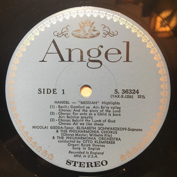 Handel*, Elisabeth Schwarzkopf • Nicolai Gedda • Jerome Hines, The Philharmonia Chorus* And Orchestra* Conducted By Otto Klemperer : Messiah Highlights (LP, Ste)