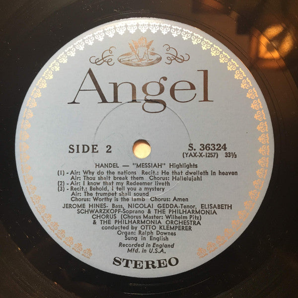 Handel*, Elisabeth Schwarzkopf • Nicolai Gedda • Jerome Hines, The Philharmonia Chorus* And Orchestra* Conducted By Otto Klemperer : Messiah Highlights (LP, Ste)
