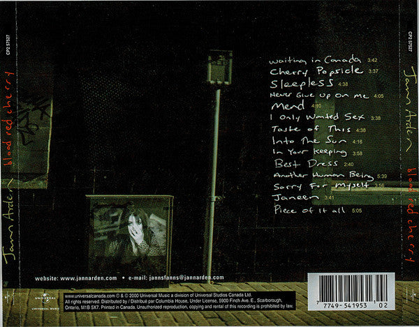 Jann Arden : Blood Red Cherry (CD, Album, Club)