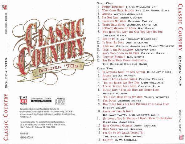 Various : Classic Country: Golden '70s (2xCD, Comp, RM)